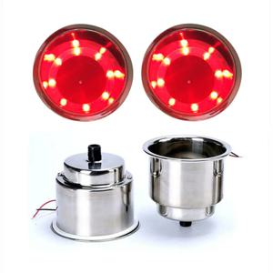 해양 요트/RV에 대 한 2Pcs 컵 음료 홀더 12V LED 내장 스테인레스 스틸 컵 음료 홀더