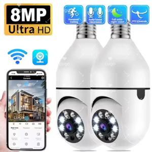 8MP E27 전구 카메라 와이파이 IP 카메라 무선 감시 PTZ CCTV 인간 추적 야간 투시경 10X 줌 보안 베이비 모니터 캠