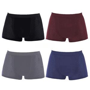 4Pcs 남자의 대나무 복서 팬티 울트라 소프트 안티 냄새 속옷 환기 구멍이있는 통기성 메쉬 매일 스트레치 컴포트