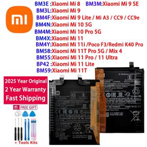 2025 년 기존 BM4F BM4Y BP42 BM55 BM58 BM59 배터리 Xiaomi Mi 8 9 10 11 11i 11T Mix 4 Ultra SE Lite 5G Pro 배터리