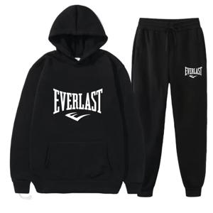 남성용 EVERLAST 운동복 피트니스 체육관 의류 러닝 세트 운동복 스트랩 Autumn_Winter 까마귀 세트 남성용 새 스타일 의류