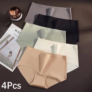 FalllSweet 4PCS 여성을위한 원활한 팬티 얼음 실크 속옷 부드러운 얇은 팬티 여성 속옷 패션 섹시한 여성 란제리