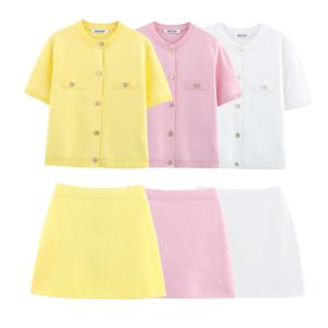 2025 봄과 여름 새로운 여성 반팔 간단한 패션 스타일 니트 카디건 코트