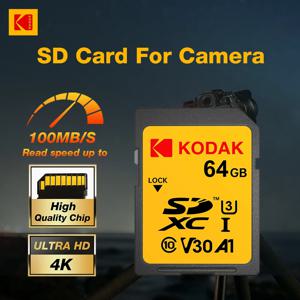 코닥 정품 DSLR 카메라용 SD 카드 UHS-1 U3 V30 A1 Class10 메모리 카드 256GB 128GB 64GB 32GB 울트라 HD 4K 비디오 SDXC 지원