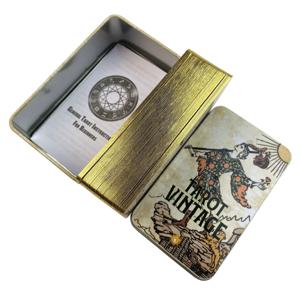 금속 상자 도금된 타로 빈티지 카드 초보자 및 전문가를 위한 종이 가이드북이 포함된 점술 데크, 점술, 명상에 이상적