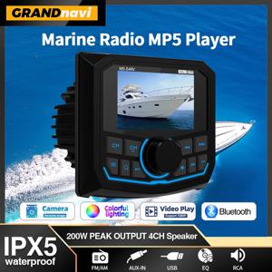 GRANDnavi MP5 해양 스테레오 방수 IPX5 보트 라디오 플레이어 요트 게이지 RV ATV UTV 카트 용 블루투스 FM AM RDS 오디오