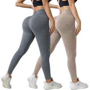 2 개/갑 여성 스포츠 레깅스 원활한 요가 바지 운동복 여성 체육관 레깅스 여성 바지 여성 의류 배꼽 컨트롤