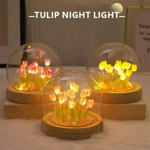 LED DIY 수제 미니 튤립 밤 빛 재료 소녀를위한 귀여운 홈 장식 생일 선물 가족 친구 어린이 크리스마스 장식품