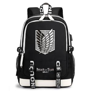 Anime Attack on Titan 인쇄 배낭 십대 패션 야외 거리 USB 배낭 대용량 배낭 학교 학교 가방