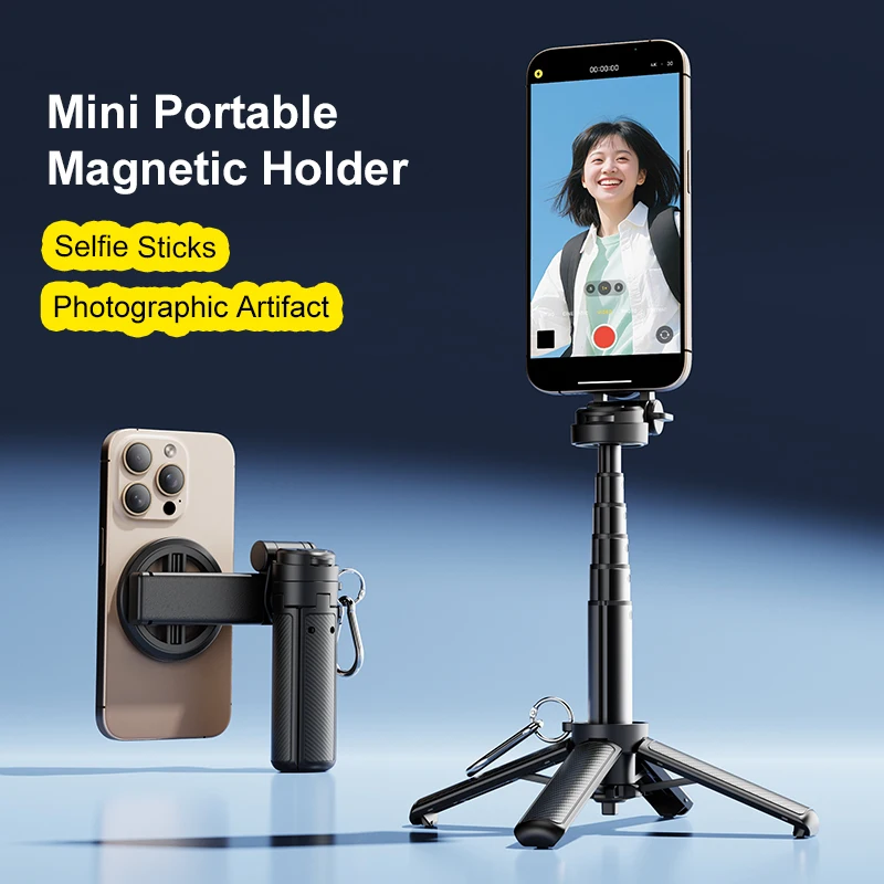 새로운 업그레이드 포켓 셀카 스틱 iPhone Android 용 충전식 블루투스 원격 접이식 전화 홀더가있는 4 코너 스탠드