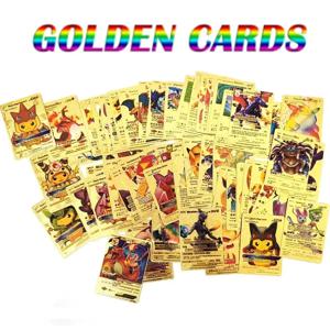 55Pcs 포켓몬 골드 호일 카드 VMAX GX 카드 영어 스페인어 독일어 피카추 Charizard Arceus 컬러 포켓몬 카드 선물