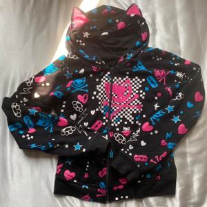 카와이 후드티 하이 스트리트 겨울 여성 의류 스컬 스웨트셔츠 지퍼업 후드티 여성 힙합 고양이 귀 Y2k 후디 2000년대 의류