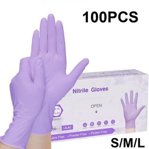 10-100pcs 일회용 보라색 니트릴 장갑 라텍스 무료 방수 주방 식품 가공에 적합 미용실 작업 장갑