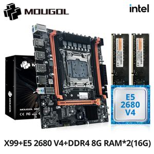 Intel Xeon E5 2680 V4 및 DDR4 8Gx2 2133MHz 듀얼 채널 ECC RAM M.2 NVME가 탑재된 MOUGOL X99 게이밍 마더보드 키트(데스크탑 PC용)