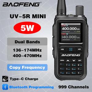 BAOFENG UV-5R 미니 무전기 블루투스 프로그래밍 무선 복사 주파수 999CH 듀얼 밴드 장거리 Type-C 양방향 무전기