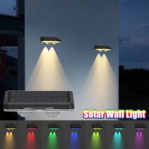 LED 태양 빛 야외 방수 벽 램프 RGB 3 색 경로 정원 풍경 장식 발코니 안뜰 울타리 태양 조명