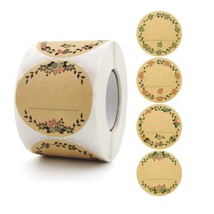 500pcs 라운드 꽃 감사합니다 스티커 식품 용기 항아리 용 캐닝 라벨, 선물 베이킹 포장 장식, 쓸 수 있음