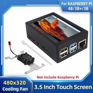 라즈베리 파이 3.5 터치 스크린 480*320 LCD TFT 디스플레이 라즈베리 파이 4 모델 B 또는 3B+ 3B용 옵션 ABS 금속 케이스 냉각 팬