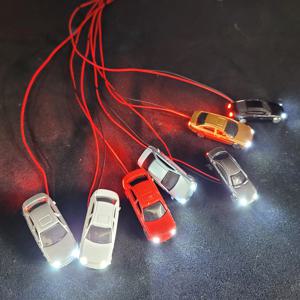 램프가있는 5Pcs 모델 자동차 소형 차량 12V 철도 기차 레이아웃 풍경 HO/N 스케일 장난감 선물 1:75 1:87 1:100 1:150 1:200