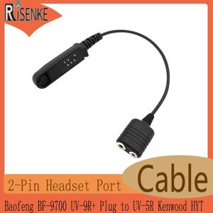 RISENKE-워키토키 오디오 케이블 어댑터, Baofeng BF-9700,UV-9R +, 플러그 투 UV-5R, Kenwood HYT, 2 핀 헤드셋 포와 호환 가능