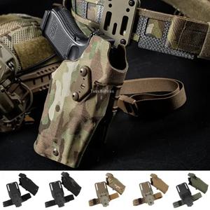 X300 X300U 라이트 퀵 릴리스 드롭 레그 홀스터 오른손 Airsoft Gun Carry가 장착 된 Glock17 Gen4 G19 용 전술 권총 홀스터
