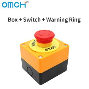 OMCH 자동 잠금 버튼 스위치(박스 포함), 버섯 모양 헤드, 빨간색 표시, NO + NC, AC660V, 10A, 비상 정지