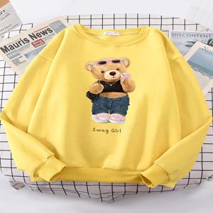 스트리트 테디 베어 Selfie Swag Girl 재미 있은 운동복 여성 Hipster 양털 Hoody Crewneck 후드 패션 Oversize 풀오버 탑