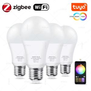Tuya Wifi 스마트 전구 RGB WW CW 15W 18W E27 Zigbee Led 전구 스마트 홈 Tuya Zigbee 램프 Alexa 스마트 램프 For Google 홈