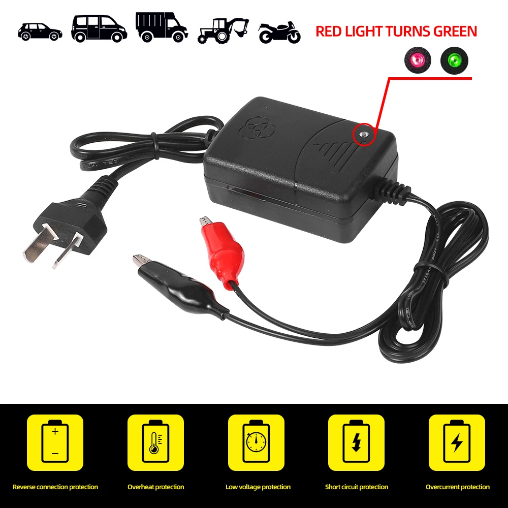 12V 1300Ma 범용 스마트 배터리 충전기 Eu Us Au Uk 플러그 자동차 트럭 오토바이에 대 한 충전식 밀봉 리드 배터리 충전기