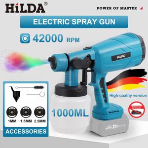HILDA 전기 스프레이 건 호환 자동 무선 페인트 분무기 도구 Makita 18V 배터리 용 휴대용 가정용 스프레이 건