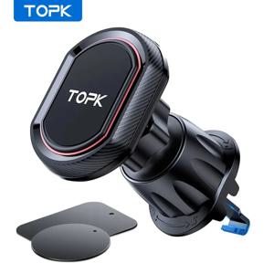 TOPK-차량용 마그네틱 휴대폰 거치대, 360 도 회전, 송풍구 장착, 업그레이드 후크 클립, 핸드폰용 휴대전화 자동차 스탠드