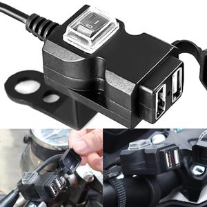1pcs 9-12V 듀얼 USB 오토바이 오토바이 핸들 바 충전기 어댑터 아이폰 삼성 화웨이에 대한 방수 전원 공급 장치 소켓