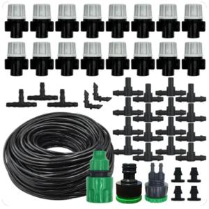 10-20M 자동 급수 관개 시스템 휴대용 미스트 안개 노즐 정원 호스 스프레이 헤드 (파티오 용 4/7mm 티 커넥터 포함)