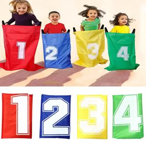 4Pcs 재미있는 야외 스포츠 소품 캥거루 점프 가방 자루 경주 게임 부모-자식 대화 형 감각 훈련 어린이 유치원 장난감