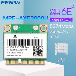 WiFi 6E 5374Mbps 미니 PCI-E WiFi 카드 AX210 BT 5.3 트라이 밴드 2.4G/5G/6Ghz 802.11AX 무선 네트워크 데스크탑/노트북 Win 10/11