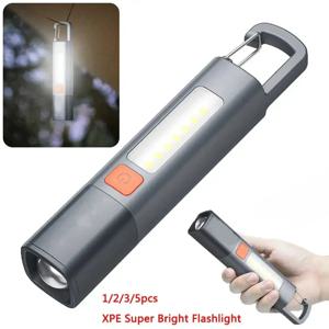 1-10PCS 슈퍼 밝은 LED 손전등 XPE 토치 라이트 후크 캠핑 라이트 USB 충전식 Zoomable 방수 손전등