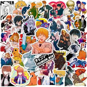 10/30/50pcs Pochita 전기 톱 남자 스티커 Cool Denji Makima 스티커 방수 스케이트 보드 수하물 오토바이 재미 있은 애니메이션 데칼