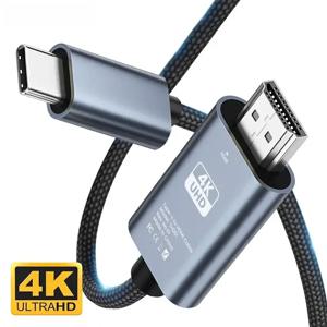 4K 30Hz 지연 없음 HD 비디오 변환 케이블 유형 c-Hdmi 호환 스크린 TV 컴퓨터 2 미터 스크린 프로젝션 땋은 케이블