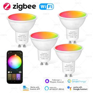 GU10 WiFi Zigbee 스마트 RGB LED 전구 Ewelink APP 제어 RGB CW WW 디밍 가능 스포트라이트 램프 AC 85-265V Alexa Google과 함께 작동