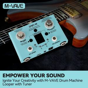 M-vave 로스트 템포 드럼 머신 및 루퍼 페달, 내장 30 드럼, 11 분 레코딩 시간 고정밀 튜너, 기타 이펙트 페달