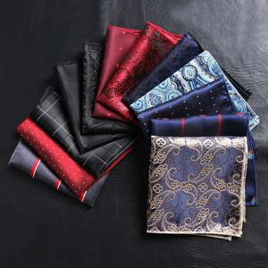 남성용 캐주얼 페이즐리 새틴 손수건, 가슴 수건, 자수 Hankies