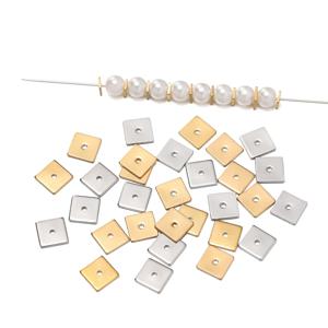 플랫 스퀘어 스페이서 비즈, 스테인리스 스틸 분리기 비즈, 팔찌 목걸이 쥬얼리 제작 액세서리, 4mm, 5mm, 6mm, 8mm, 로트 당 50 개