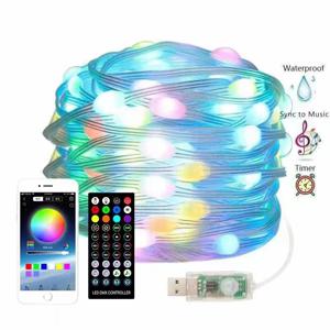 2024 신년 스마트 갈 랜드 원격 문자열 조명 야외 20M 200LED RGB BT 요정 조명 정원 웨딩 크리스마스 장식