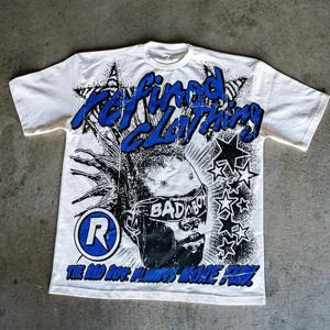 Bad Boy 그래픽 프린트 코튼 티셔츠 캐주얼하고 편안하며 남성과 여성 모두에게 적합한 그래픽 티셔츠