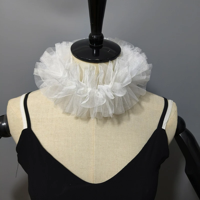 메쉬 작은 푹신한 칼라 스카프 궁전 Tulle Ruff Collar 레이스 넥 계층화 된 프릴 장식 가짜 칼라 코스프레 의상 액세서리