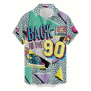 레트로 80s 90s 하와이 셔츠 남성 의류 3D 인쇄 반팔 탑 멋진 야외 옷깃 블라우스 Y2k 여름 버튼 셔츠