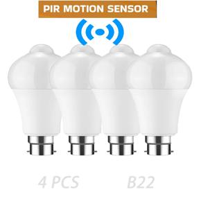 4 PCS B22 Led 전구 레이더 모션 220V 20W 18W 15W 12W 9W 6W 전구 자동 켜짐 꺼짐 센서 적외선 모션 감지 야간 램프