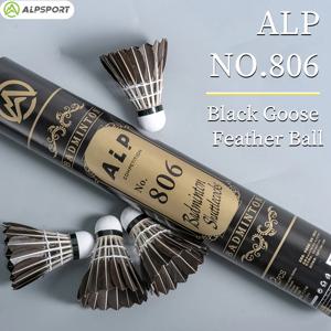 ALP 806 배드민턴 셔틀콕 12개 검은색 거위털 배드민턴 공 훈련용 배드민턴 스포츠 77 76 속도 셔틀콕