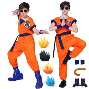 할로윈 성인 키즈 손오공 코스프레 의상 정장 크릴린 의상 애니메이션 파티 어린이 의상 테일 라이스터 슈퍼 사이어인 가발