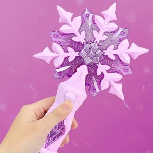 공주 눈 지팡이 장난감 눈송이 빛 소리 어린이 코스프레 요정 소녀 빛나는 완드 크리스마스 할로윈 어린이 장난감